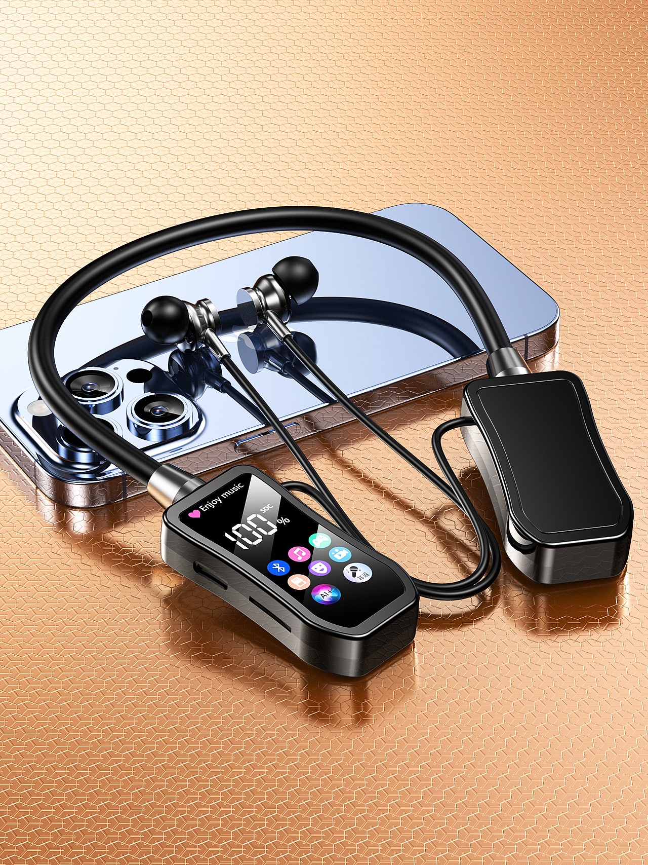 挂脖耳机 × 产品建模效果图渲染