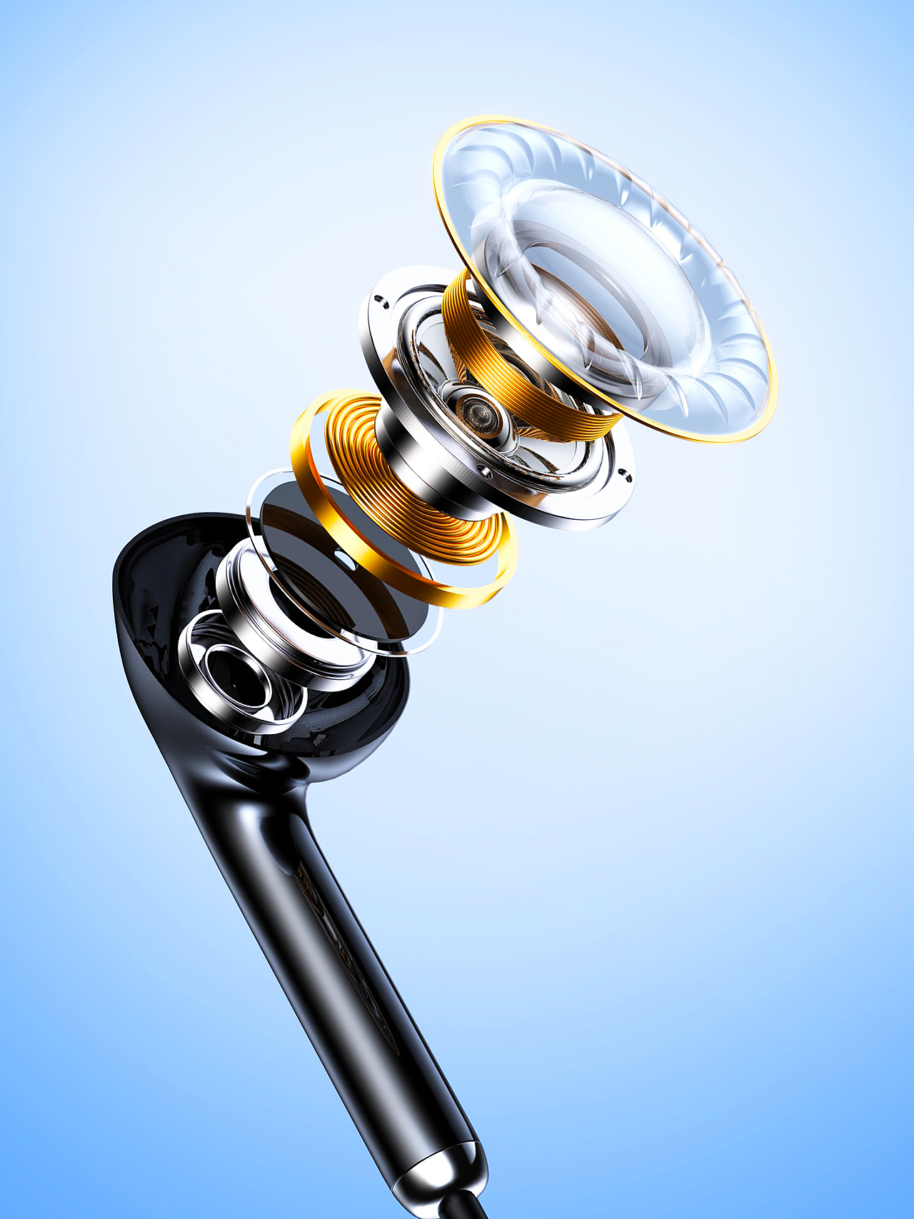 蓝牙耳机 × 产品建模效果图渲染