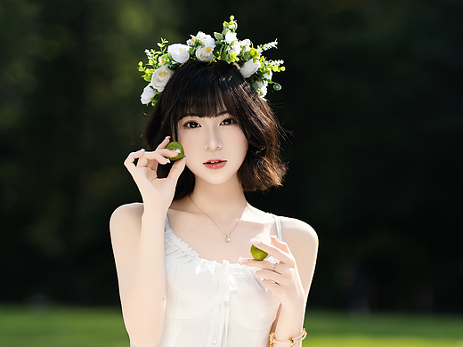 甜美加倍！超甜美少女的野餐写真