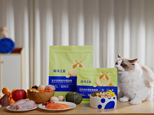 海洋之星全价四拼成猫粮广告拍摄