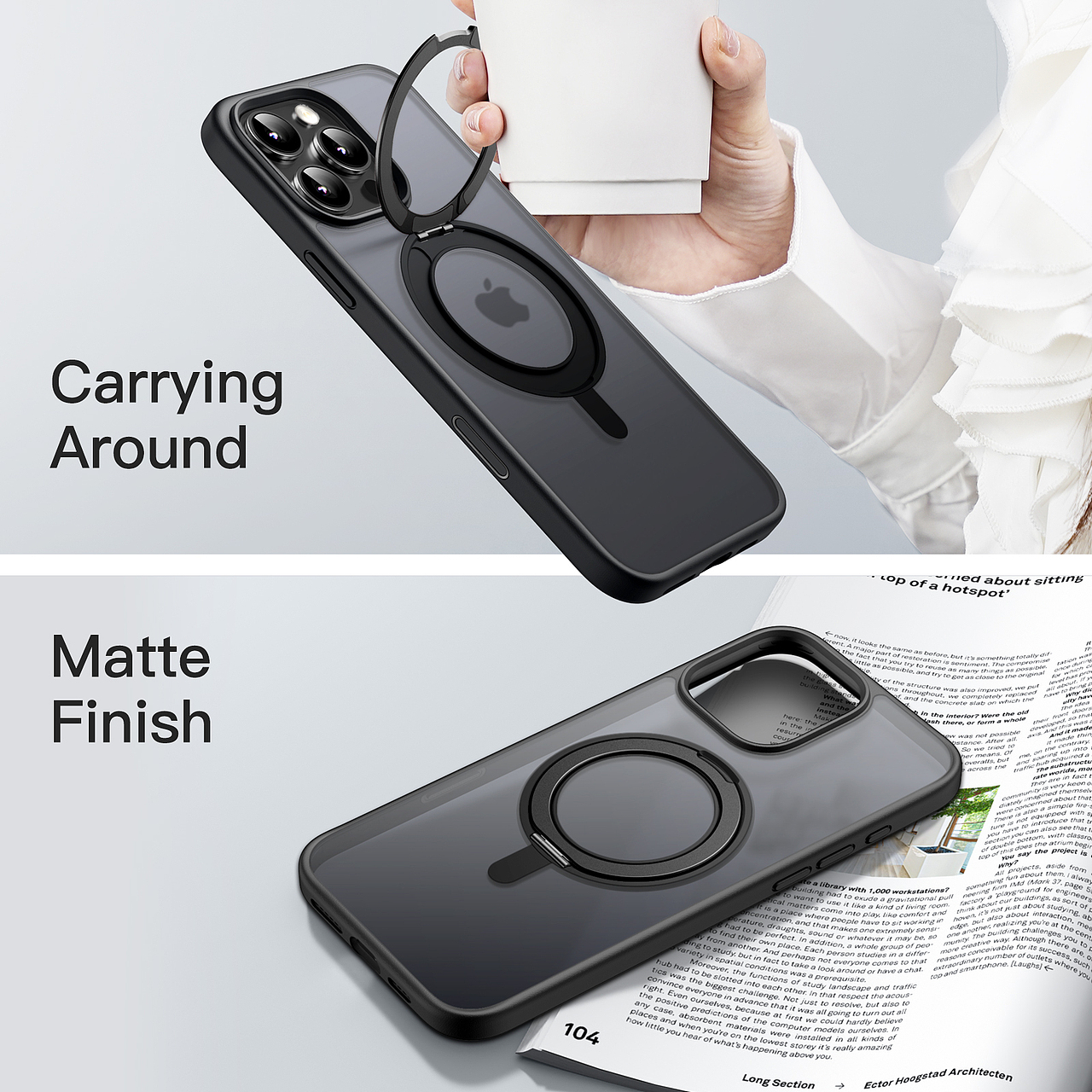 iPhone 16 Pro旋转支架哑光壳建模渲染电商主图效果图（图ZMzkxMTk1MzA0） - 电商 - 站酷设计师一叶知秋09原创素材 - 站酷ZCOOL