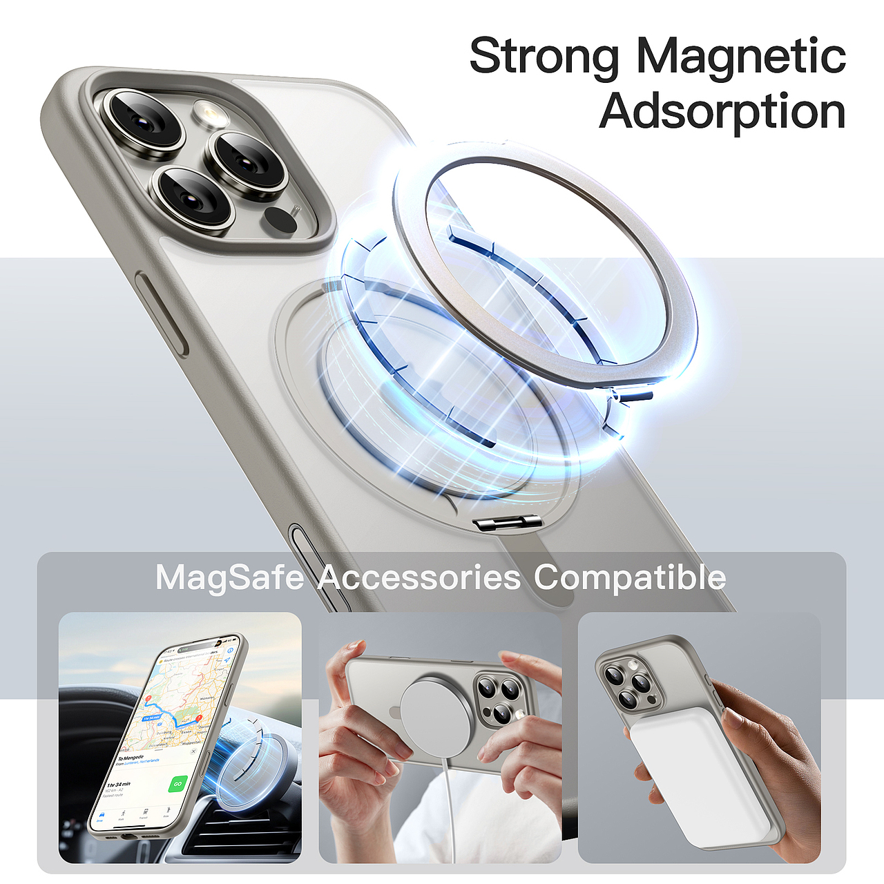 iPhone 16 Pro旋转支架哑光壳建模渲染电商主图效果图（图ZMzkxMTk1MzE2） - 电商 - 站酷设计师一叶知秋09原创素材 - 站酷ZCOOL