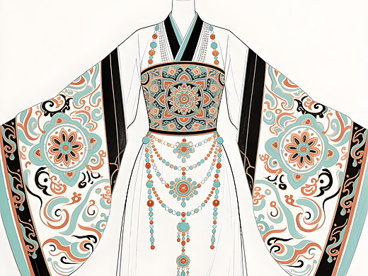 ✨ 敦煌天女衣橱大公开！这幅藻井璎珞纹高定汉服，美到故宫都想收藏！