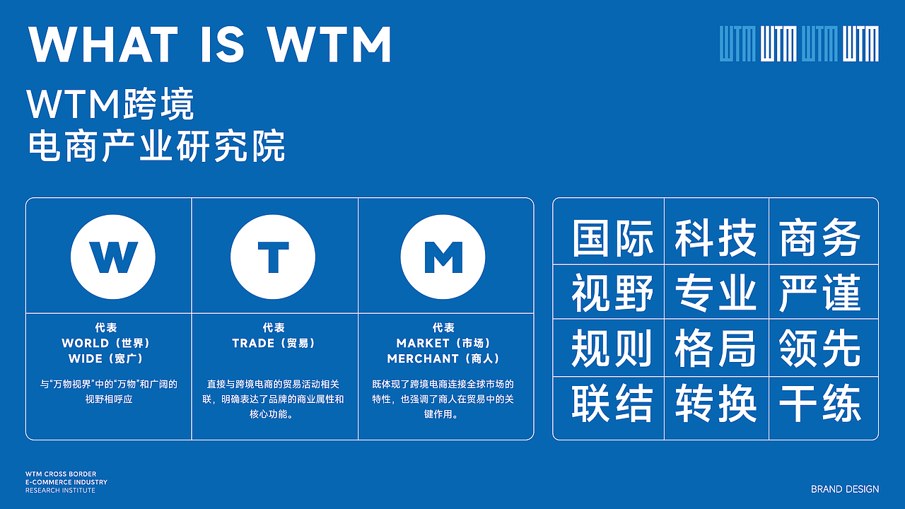 WTM跨境电商产业研究院LOGO设计|企业品牌形象VI设计