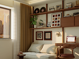 原木中古风空间表现