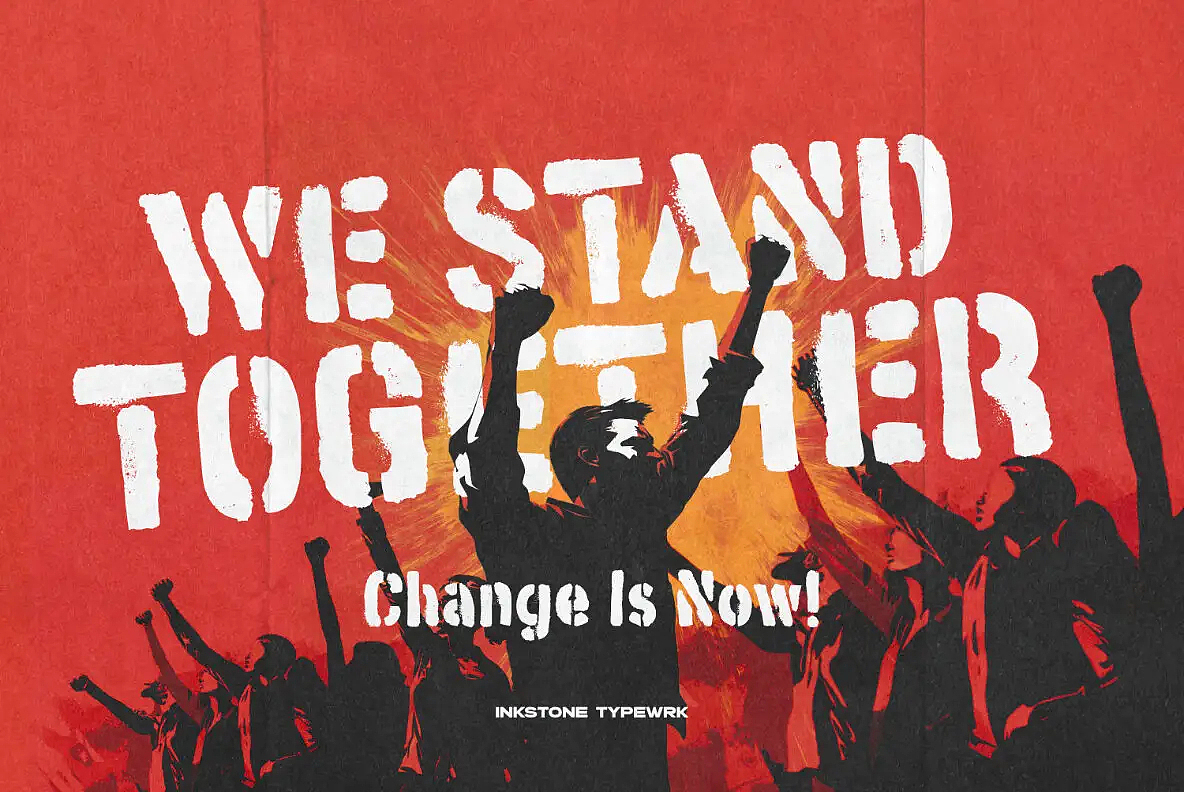 潮流复古美式街头军事风涂鸦喷漆服装海报标题英文字体