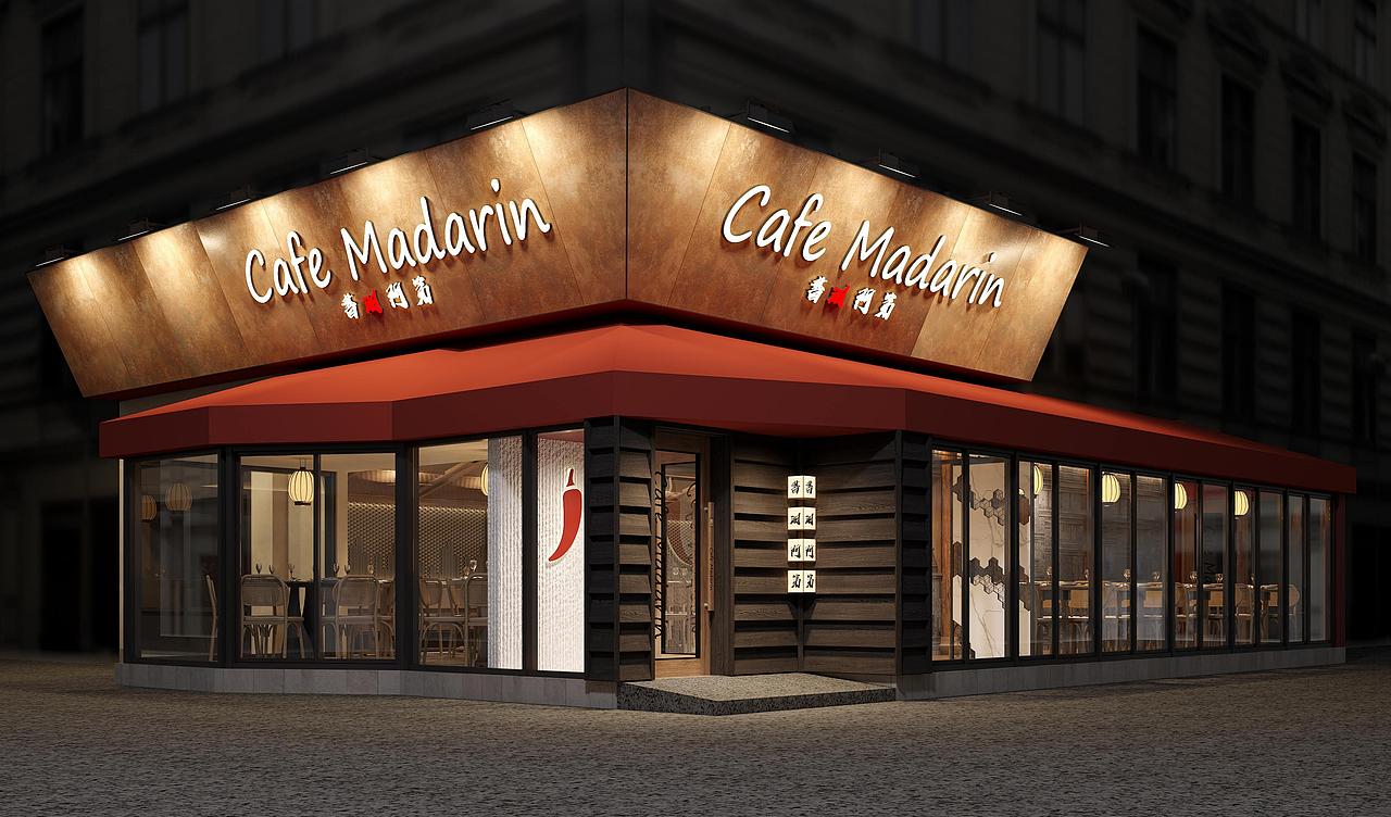 门头鎏金板+碳化木