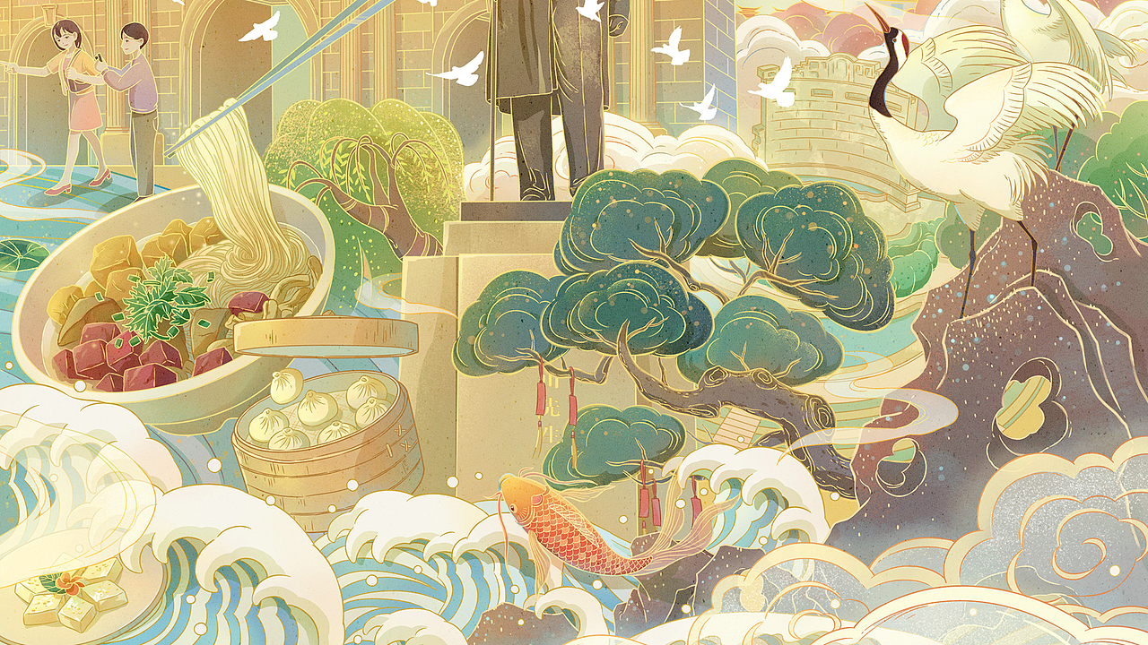 锦绣金陵 | 南京文旅插画（图ZMzkxMjg2Mzcy） - 商业插画 - 站酷设计师千羽QY原创素材 - 站酷ZCOOL