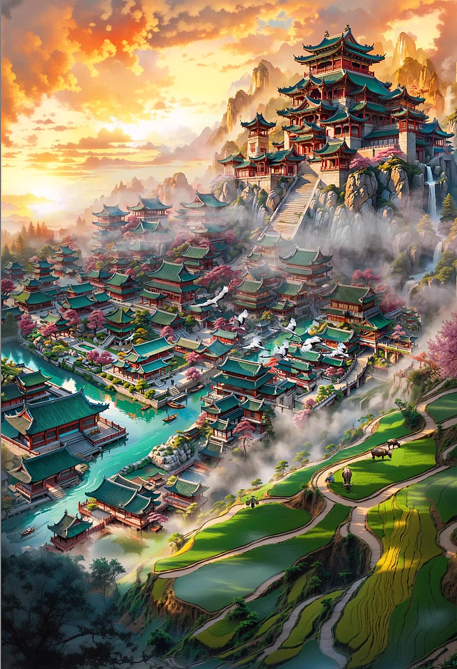 建筑场景插画设计