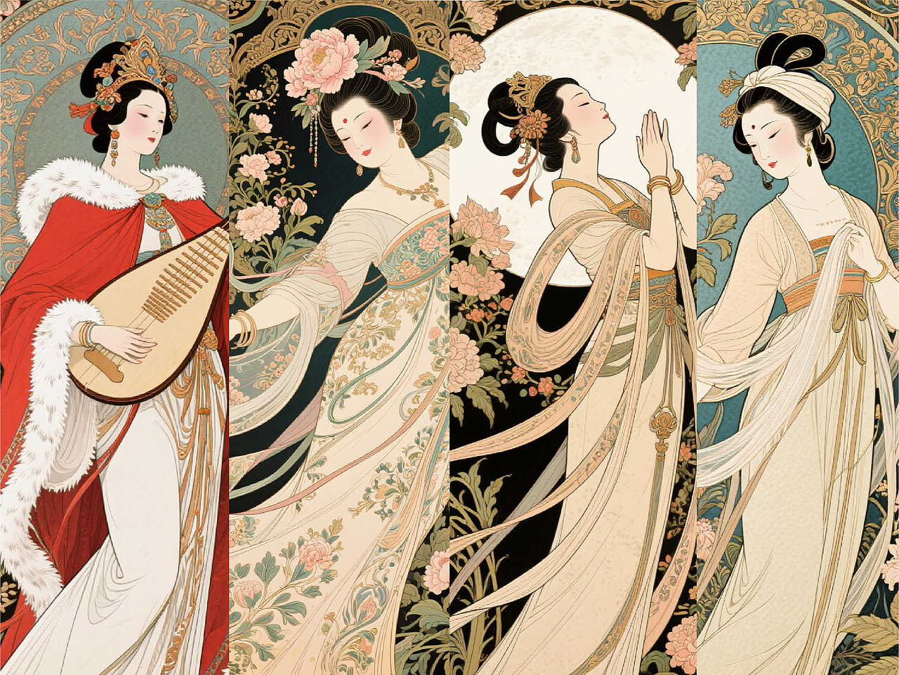 致敬穆夏——东方缪斯(中国四大美人)AIGC