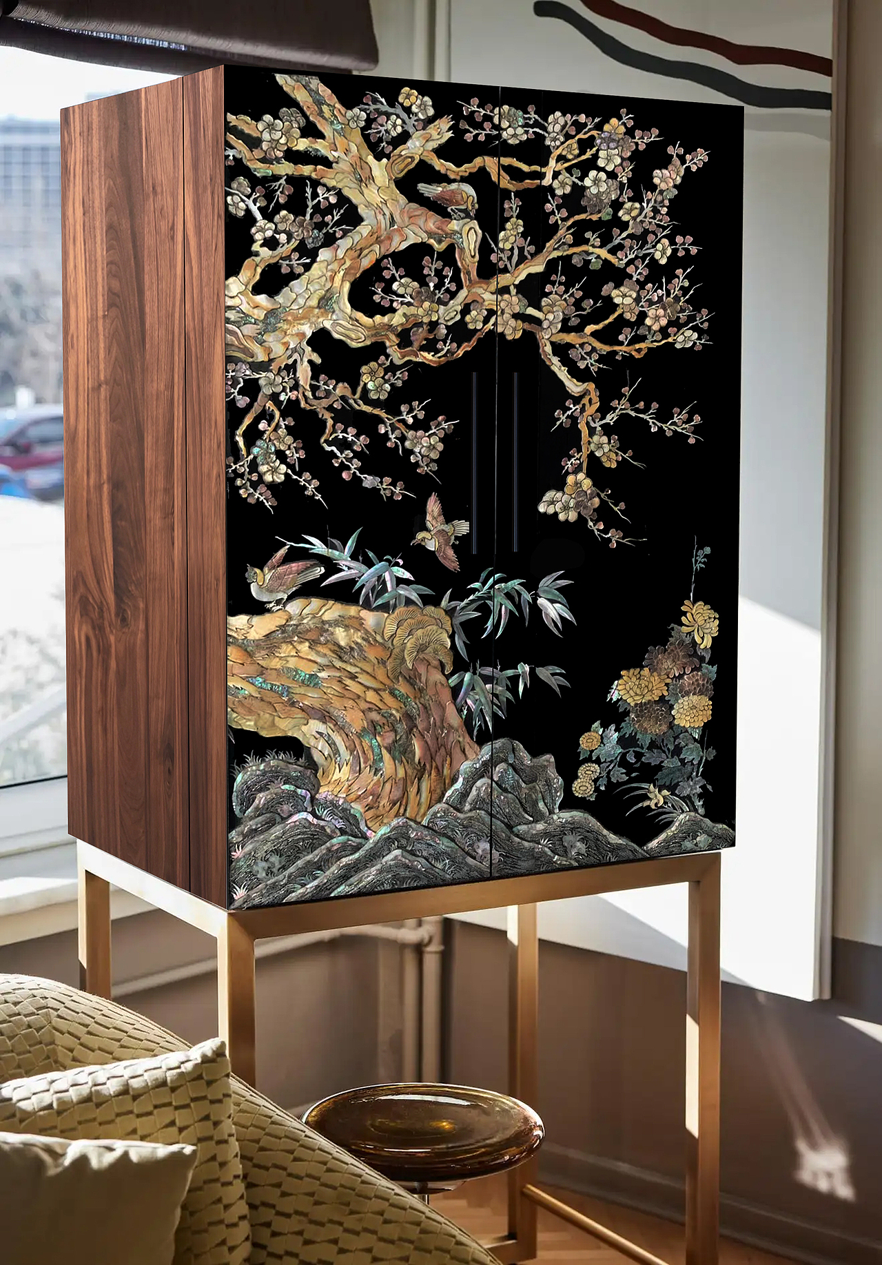 大漆螺钿贝雕酒杯-定制款