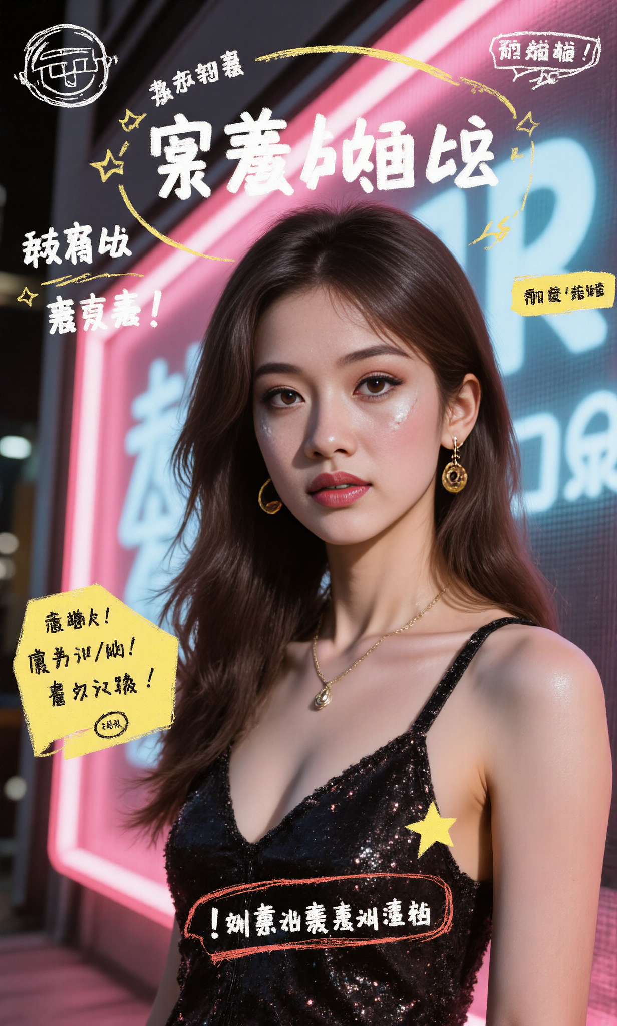 LORA练习海报~滑板比赛海报。朋克风美女