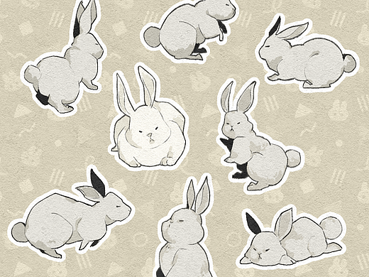 兔兔贴纸（个人主页-ZNzE5OTM2MjQ=） - 商业插画 - 站酷设计师王唯一vee原创素材 - 站酷ZCOOL