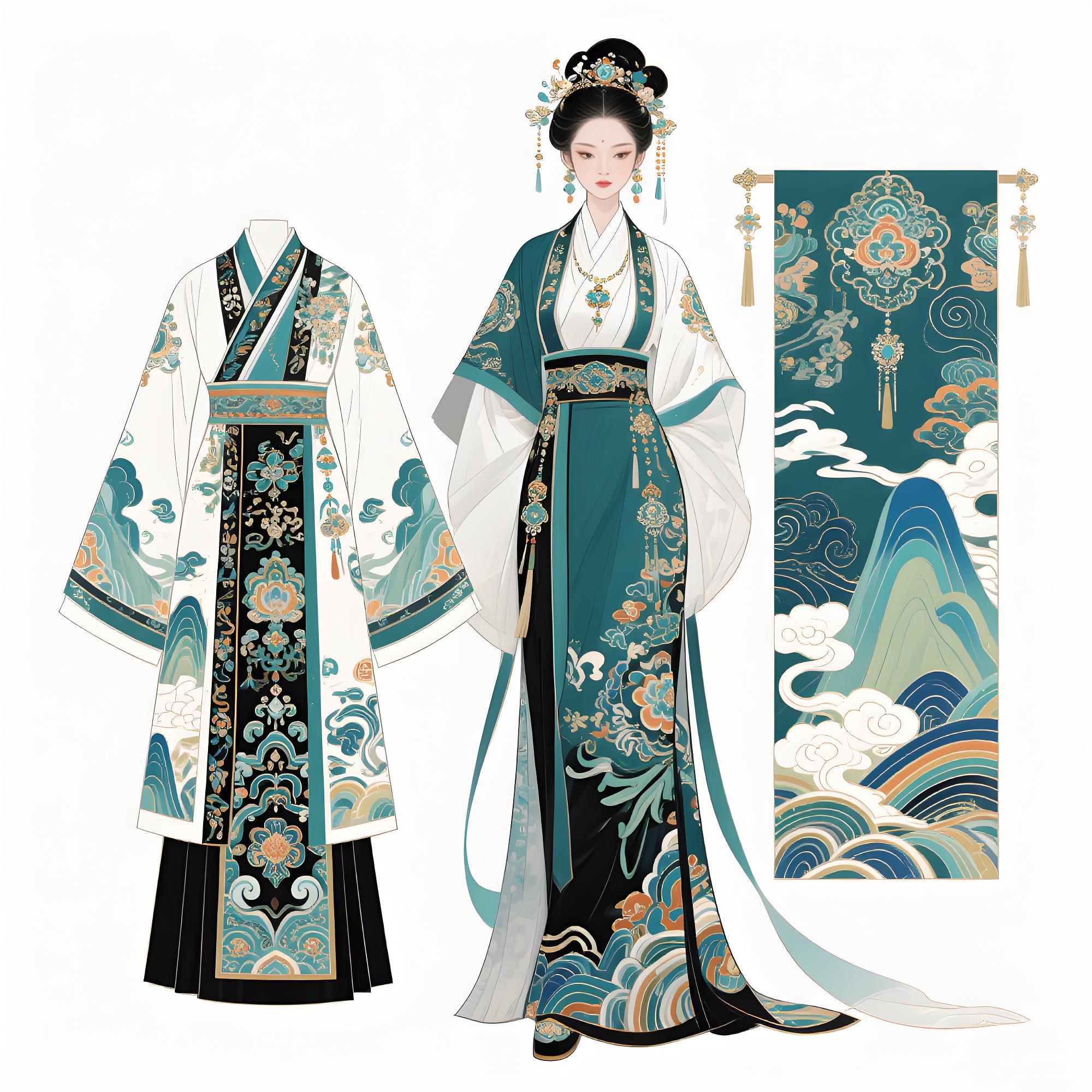 南京云锦·远山青汉服设计说明
