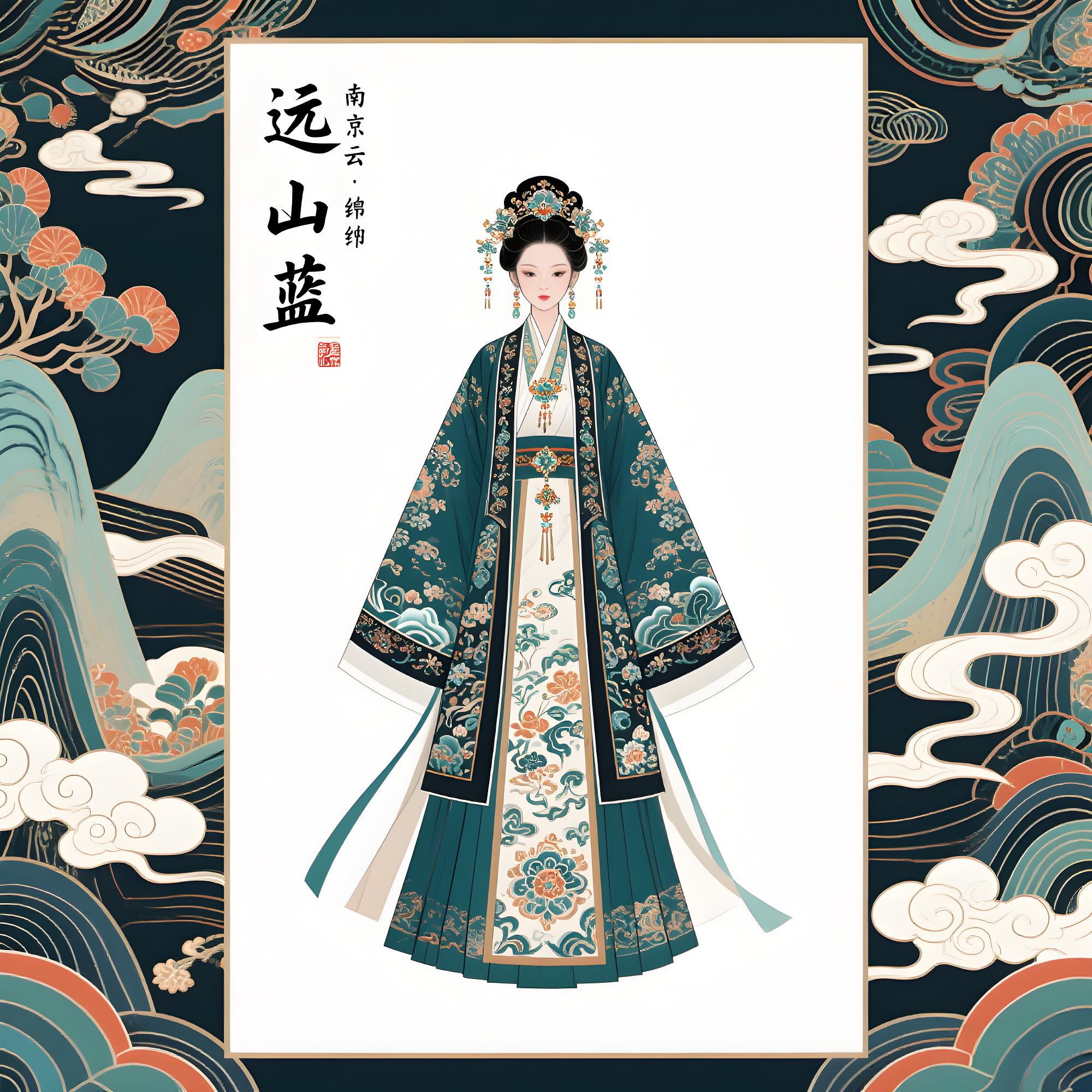 南京云锦·远山青汉服设计说明