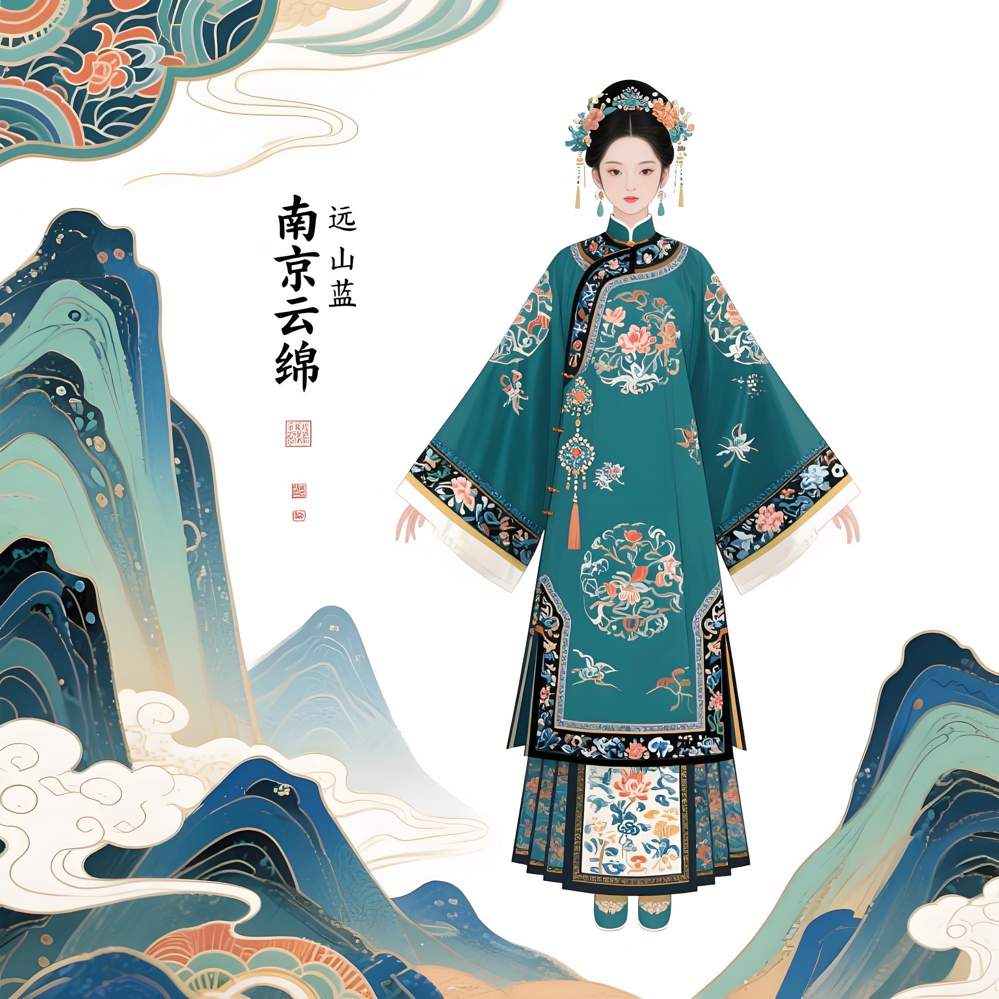 南京云锦·远山青汉服设计说明