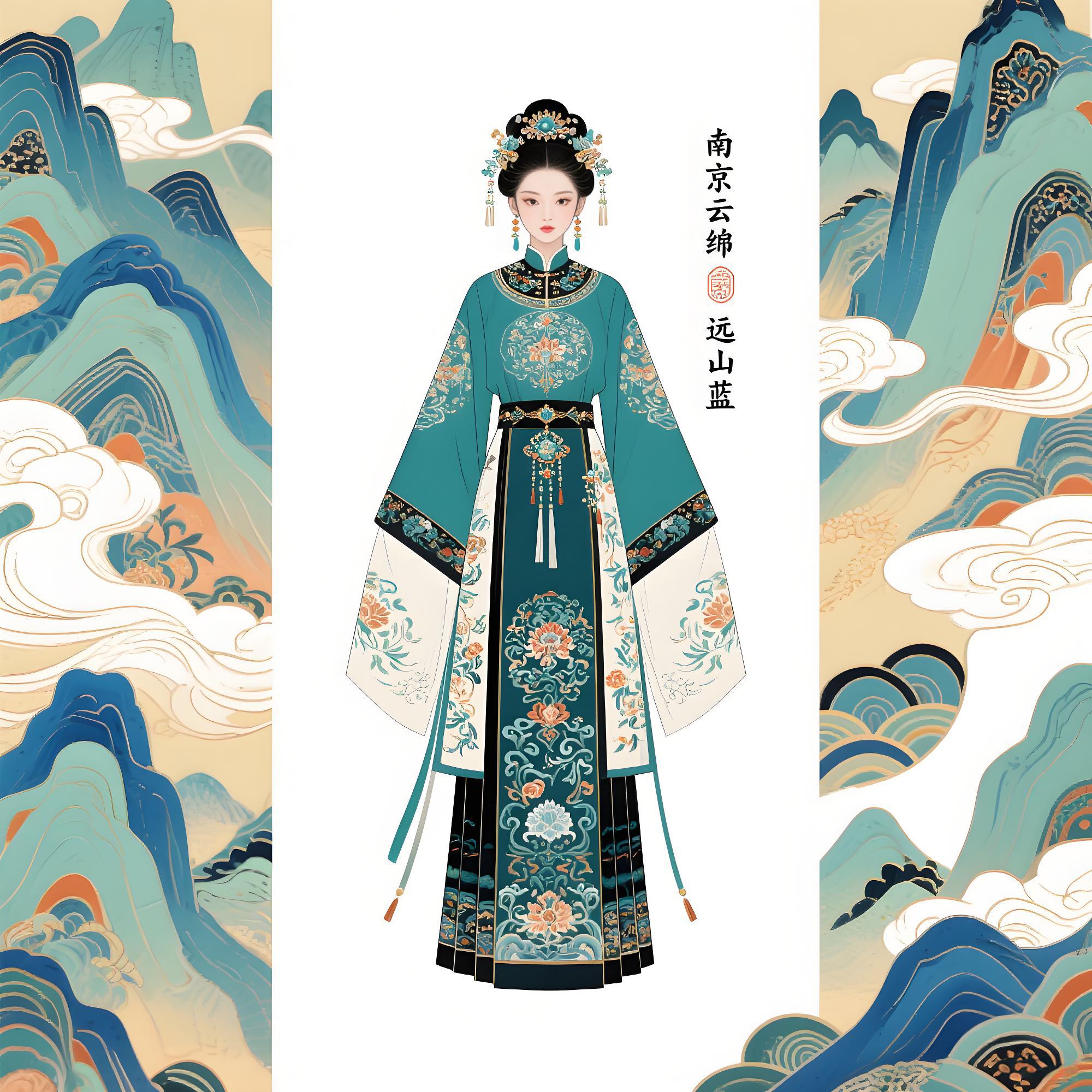 南京云锦·远山青汉服设计说明
