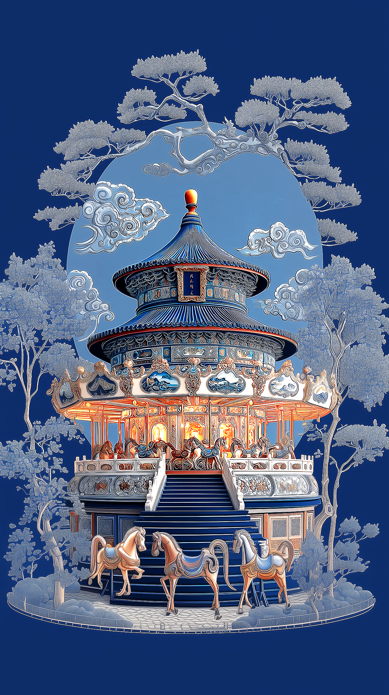 AIGC-《儿童节快乐-旋转木马》