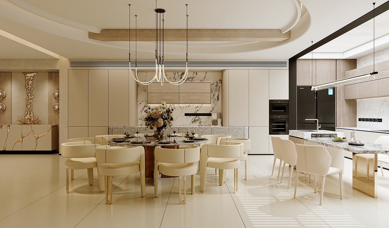 三亚 绿城海棠望庐 650㎡ 原木奶油风效果图表现