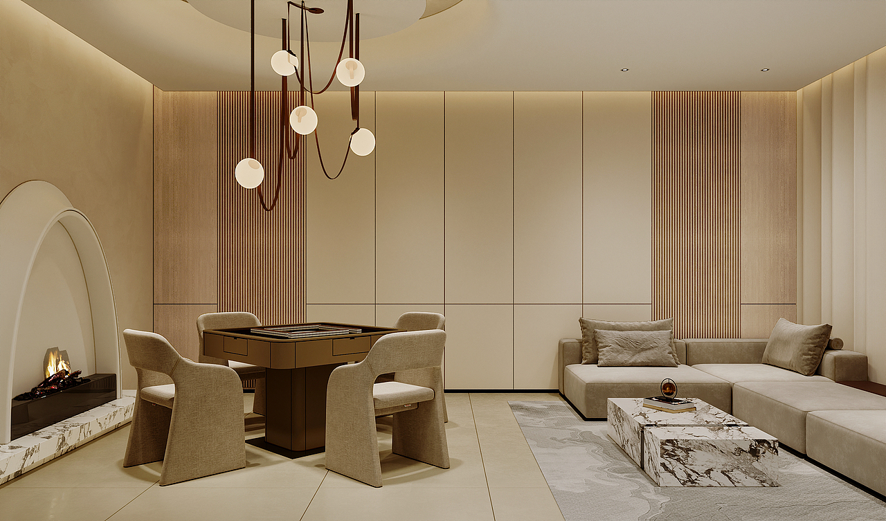 三亚 绿城海棠望庐 650㎡ 原木奶油风效果图表现