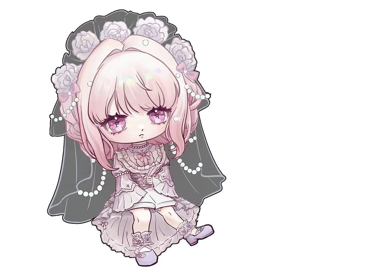 oc Q 版小人坐姿上色