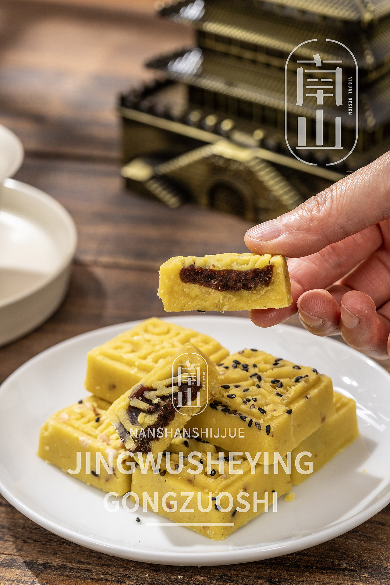 陕西特产美食摄影绿豆糕拍摄