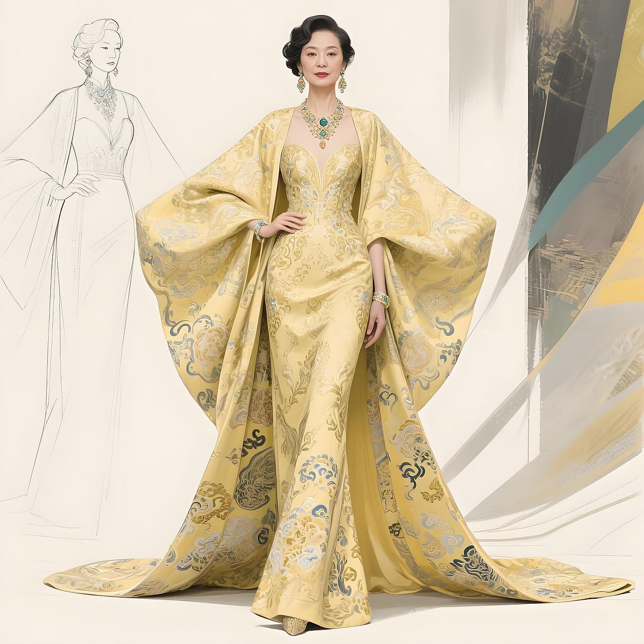 茧缚华章:抽象云锦礼服设计说明
