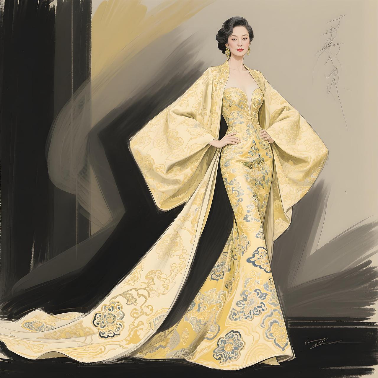 茧缚华章:抽象云锦礼服设计说明