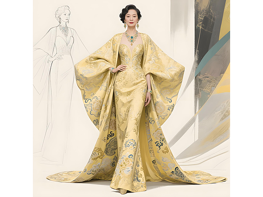 茧缚华章：抽象云锦礼服设计说明