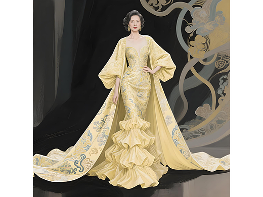 文明尸衣：云锦抽象高定礼服设计说明