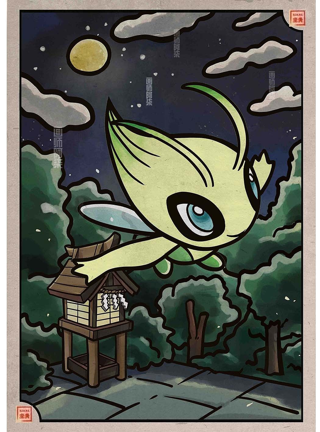 浮世绘风格,宝可梦PTCG设计约稿,如图