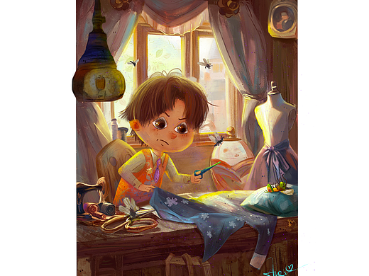 勇敢的小裁缝儿童绘本插图