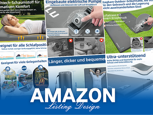 睡垫 运动及户外物品-Amazon亚马逊主副图A+设计案例