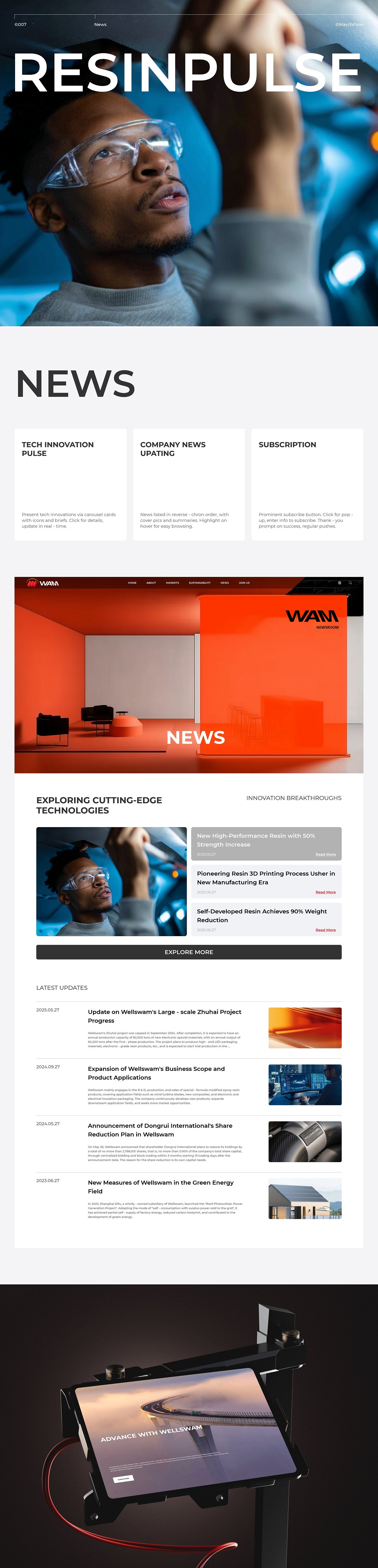 WAM上市公司品牌网站建设 材料领域官网（图ZMzkxNDA3ODAw） - 企业官网 - 站酷设计师marchflow原创素材 - 站酷ZCOOL