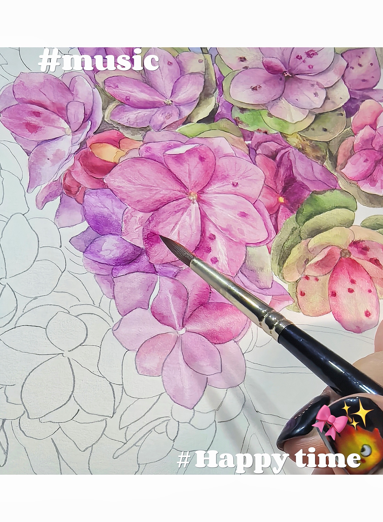 手绘水彩绣球花（图ZMzkxNDIzOTQ0） - 商业插画 - 站酷设计师郭小喵miao原创素材 - 站酷ZCOOL