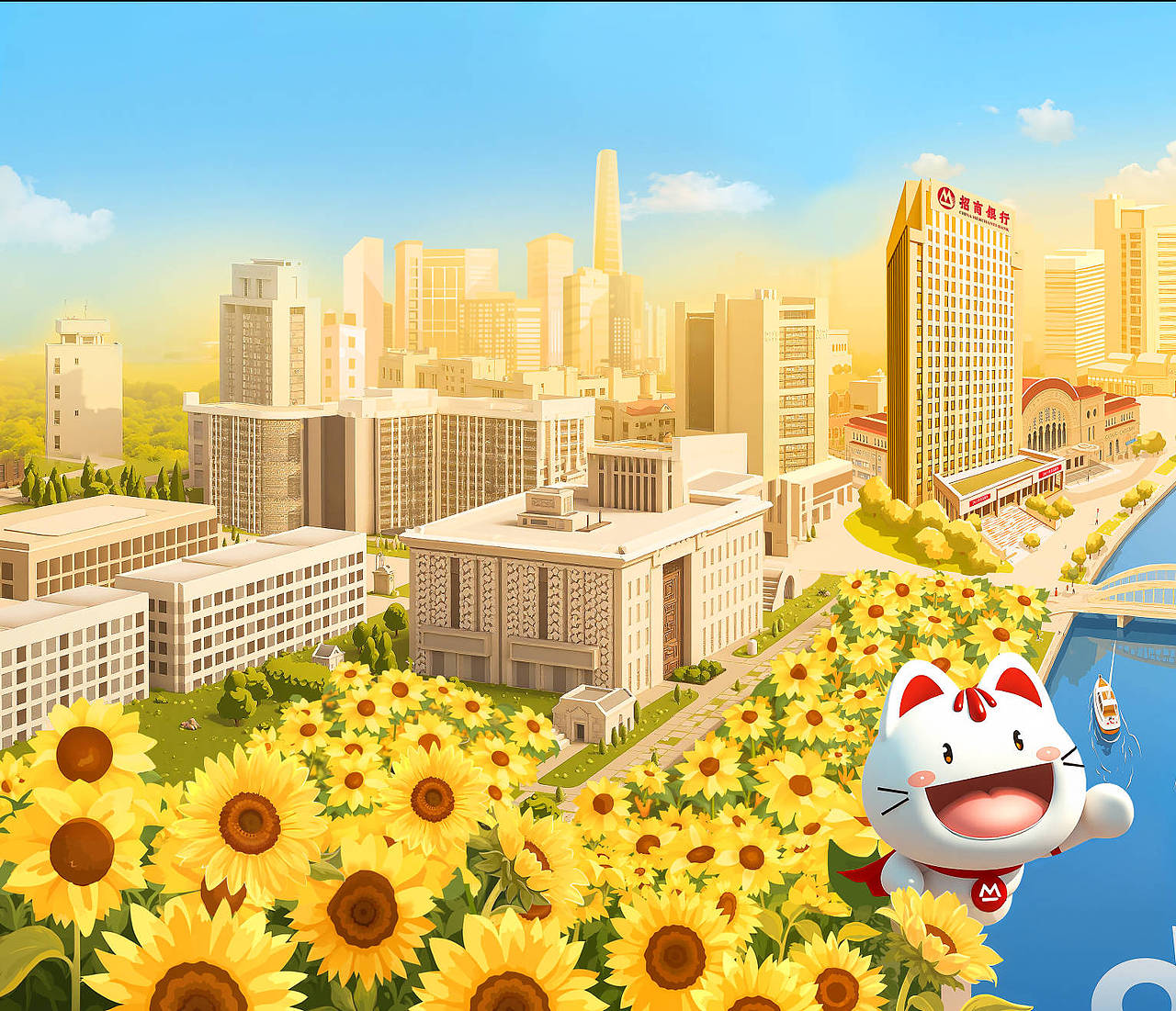 天津招商银行成立25周年主kv插画海报（图ZMzkxNDQwNzc2） - 商业插画 - 站酷设计师一笔一hua原创素材 - 站酷ZCOOL