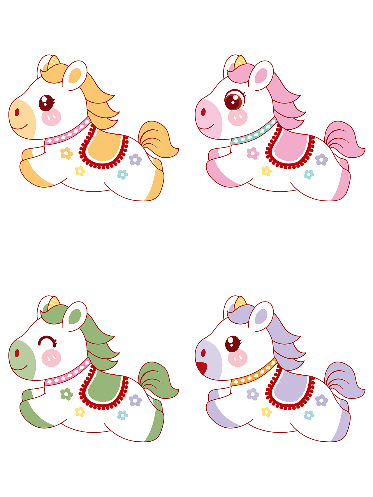 马IP卡通形象插画设计马年生肖吉祥物设计