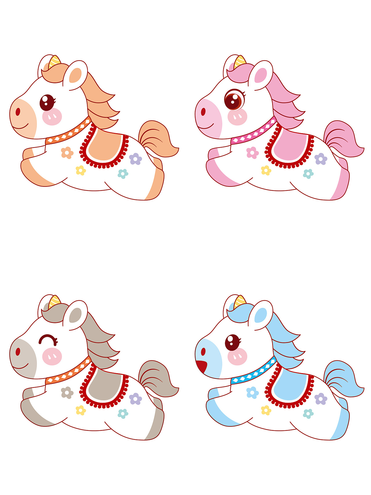 马IP卡通形象插画设计马年生肖吉祥物设计