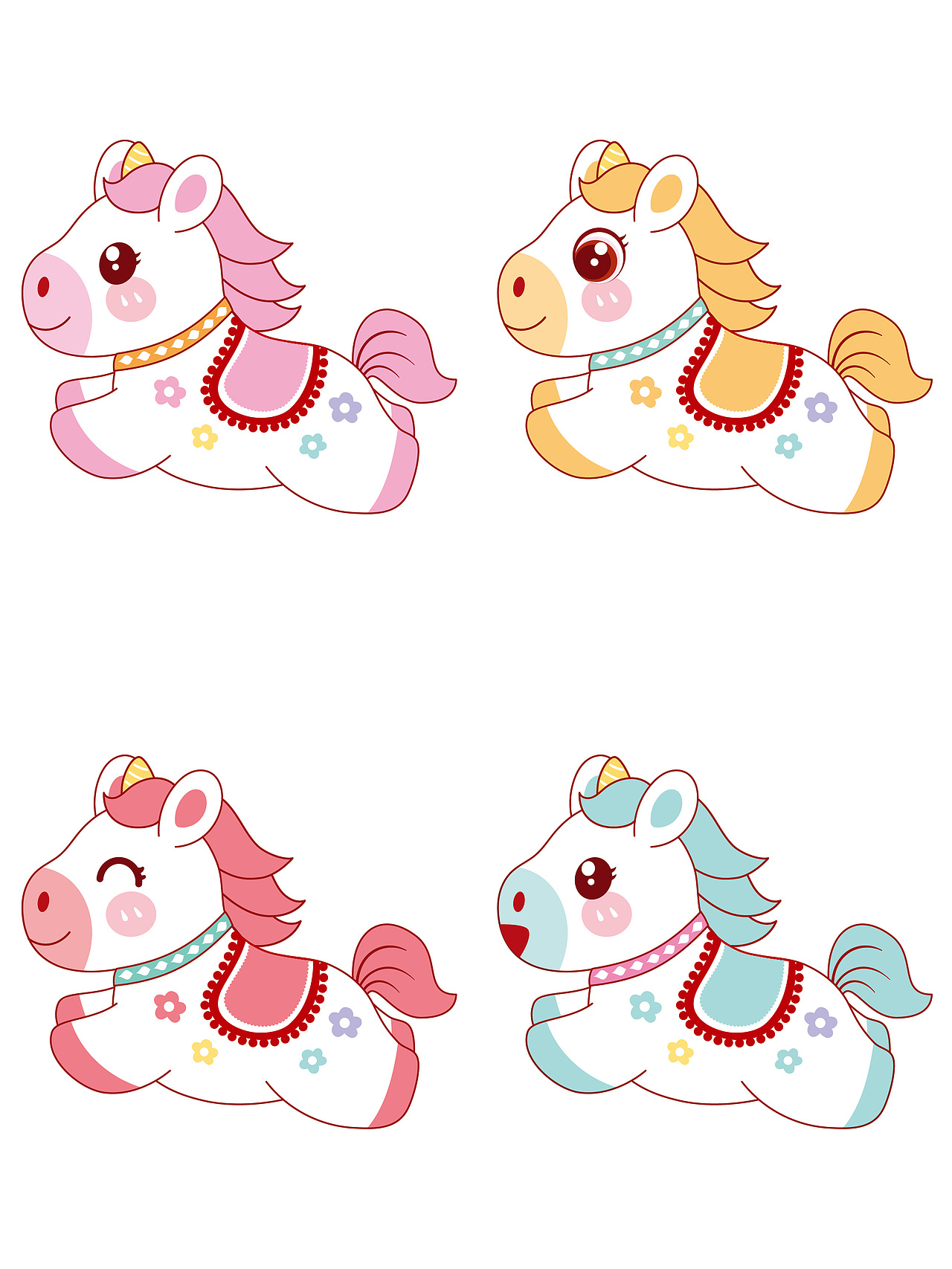 马IP卡通形象插画设计马年生肖吉祥物设计