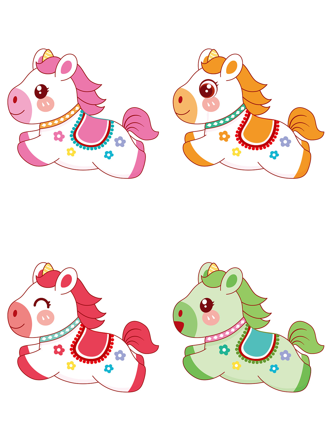 马年卡通吉祥物插画图片设计IP形象图片