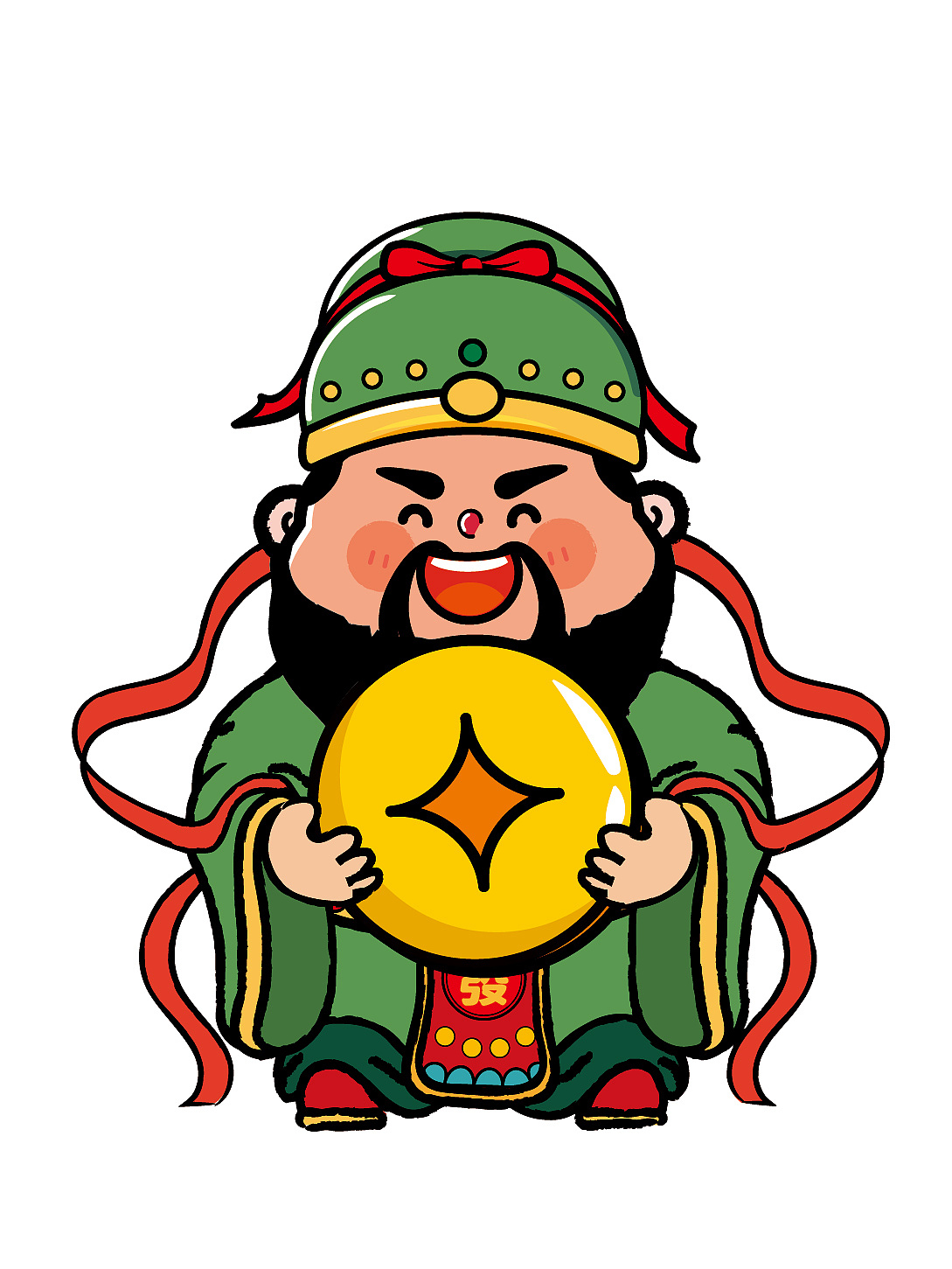 财神IP卡通形象插画五路财神恭喜发财