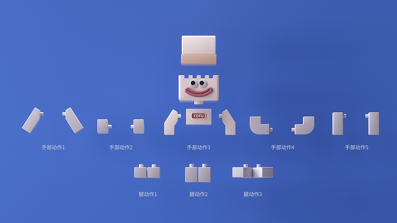 不同动作零件展示