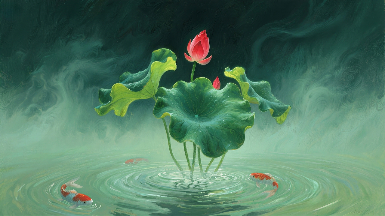 烟雨新荷