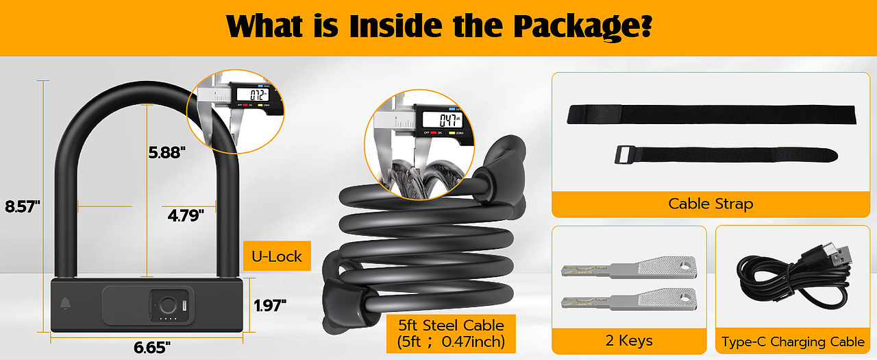 智能自行车锁+缆绳亚马逊套图