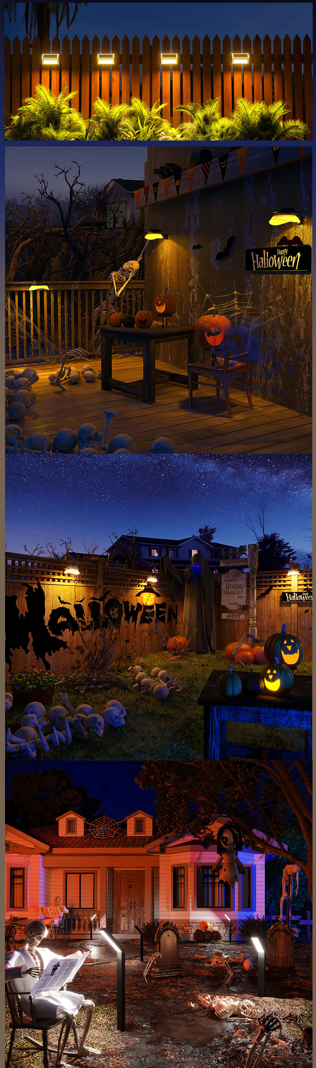 室内外场景日常节日场景渲染