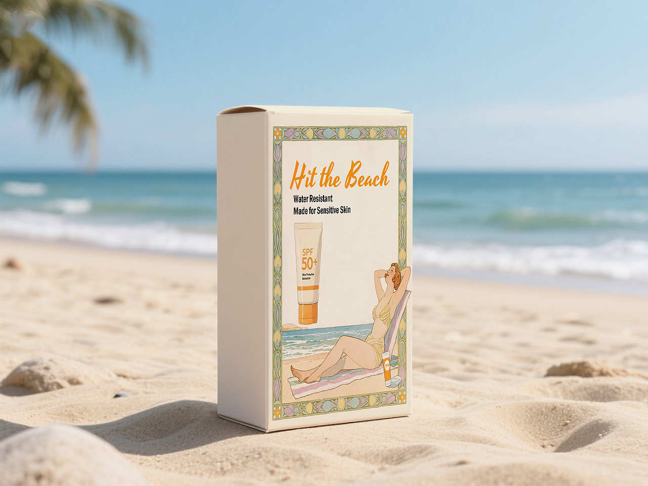 Hit the BeachⅠ防晒霜包装复古广告插画（图ZMzkxNTczNzIw） - 商业插画 - 站酷设计师喵茨比Catsby原创素材 - 站酷ZCOOL