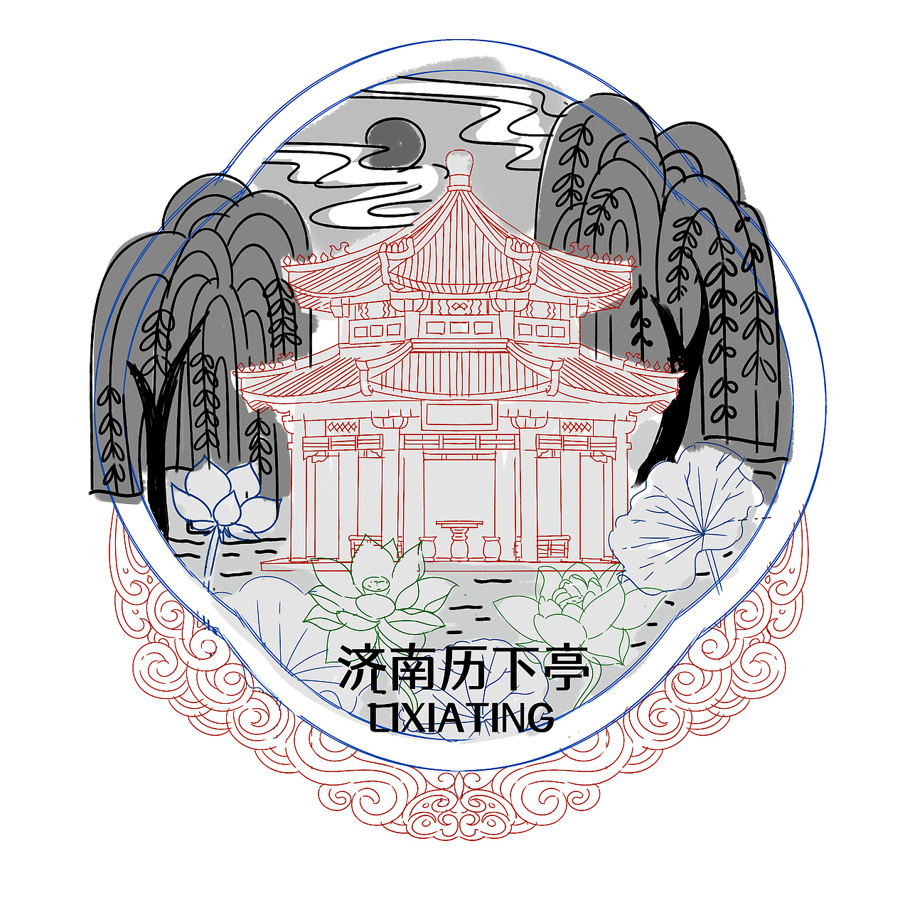 【金属冰箱贴设计】山东历下亭冰箱贴设计