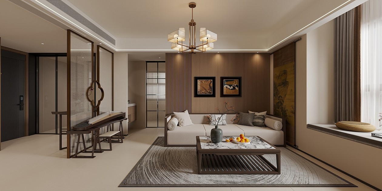 现代中古风客餐厅效果图表现