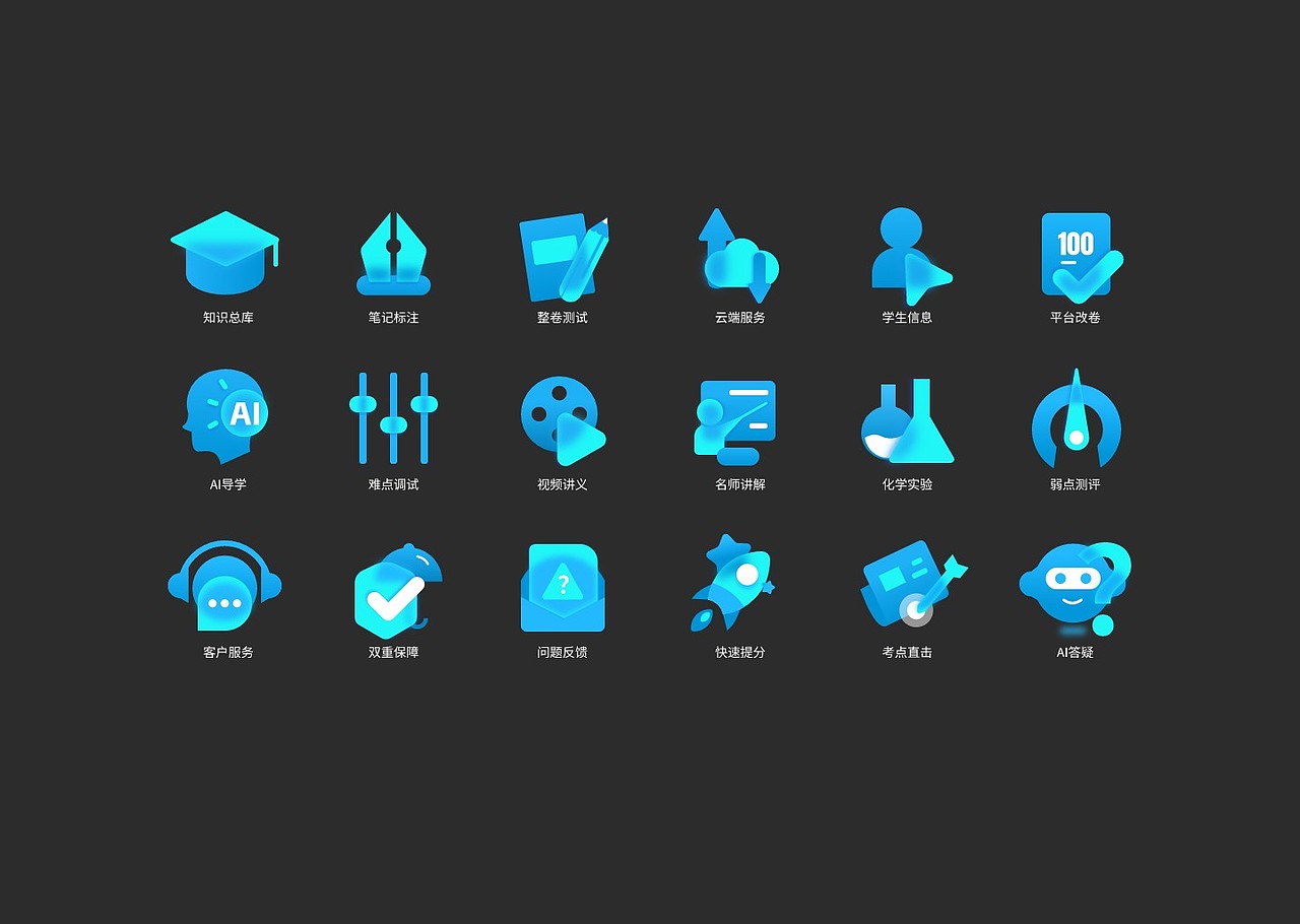 教育行业科技感图标（图ZMzkxNjA5Mjg4） - 图标 - 站酷设计师YO乱画原创素材 - 站酷ZCOOL