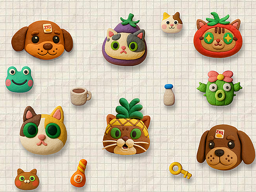 Kitty World · 粘土风游戏角色与UI设计探索